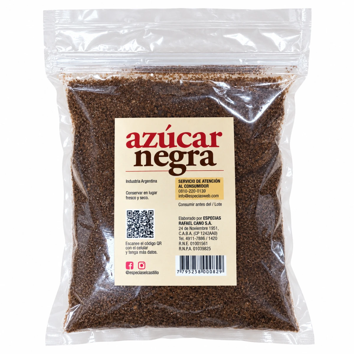 AZUCAR NEGRA X 250 GR EL CASTILLO