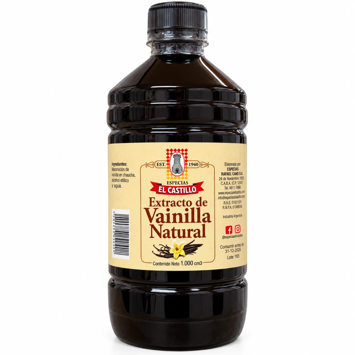 VAINILLA LIQUIDA NATURAL 1LT X 1 LT EL CASTILLO