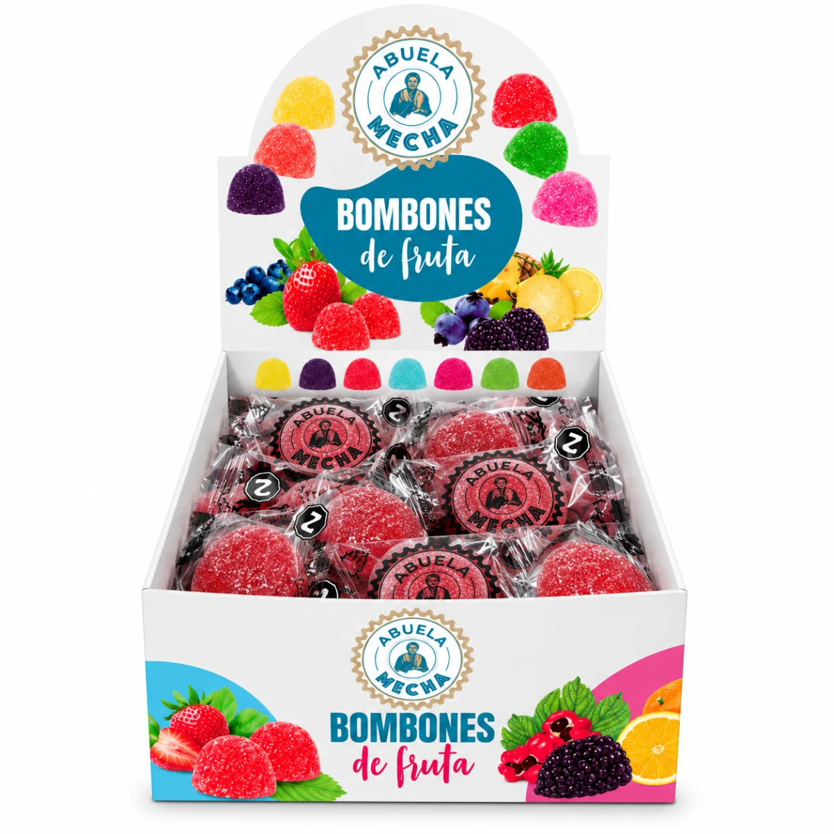 BOMBONES DE FRUTA X 32U ABUELA MECHA - FRUTILLA