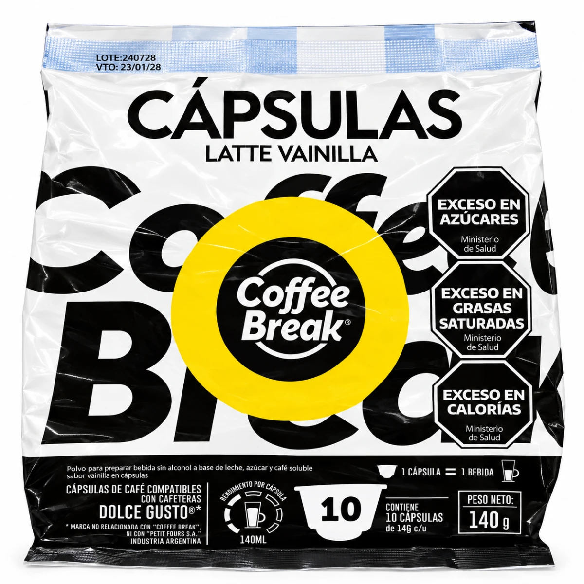 CAFE EN CAPSULAS LATTE VAINILLA DOLCE GUSTO X 10 COFFEE BREAK