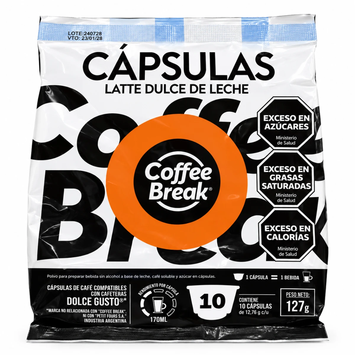 CAFE EN CAPSULAS DOLCE GUSTO LATTE DULCE DE LECHE X 10 CAPSULAS COFFEE BREAK