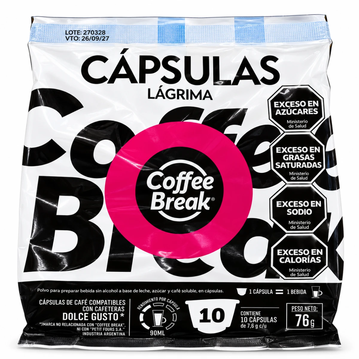 CAFE EN CAPSULAS LAGRIMA DOLCE GUSTO X 10 CAPSULAS COFFEE BREAK