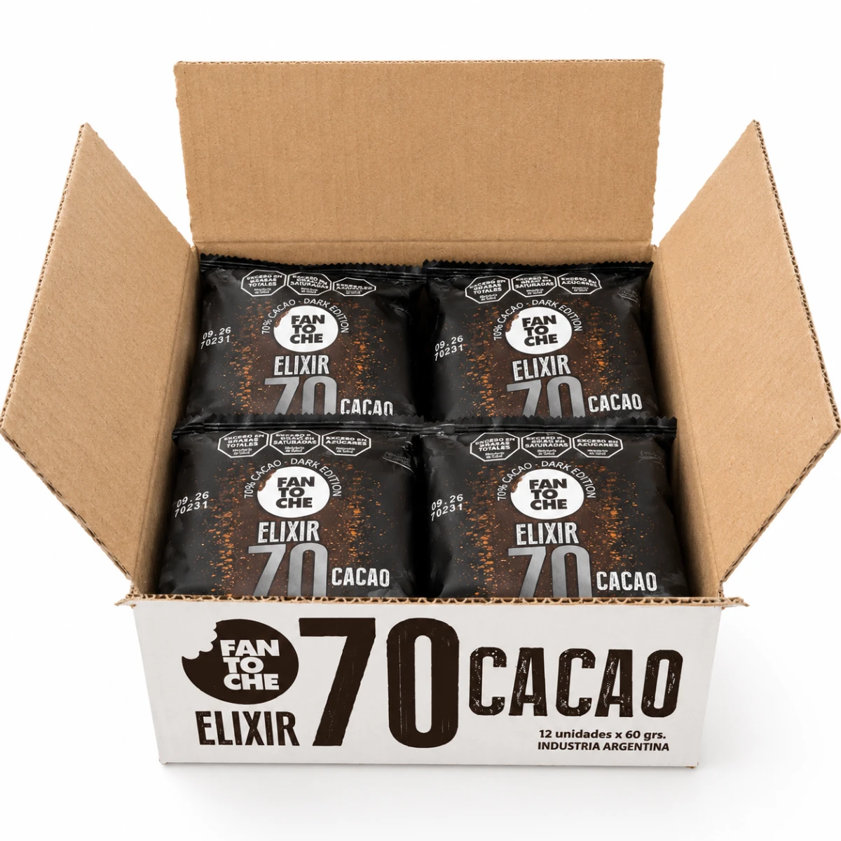 ALFAJOR FANTOCHE ELIXIR 70% CACAO 12 X 60 GRS