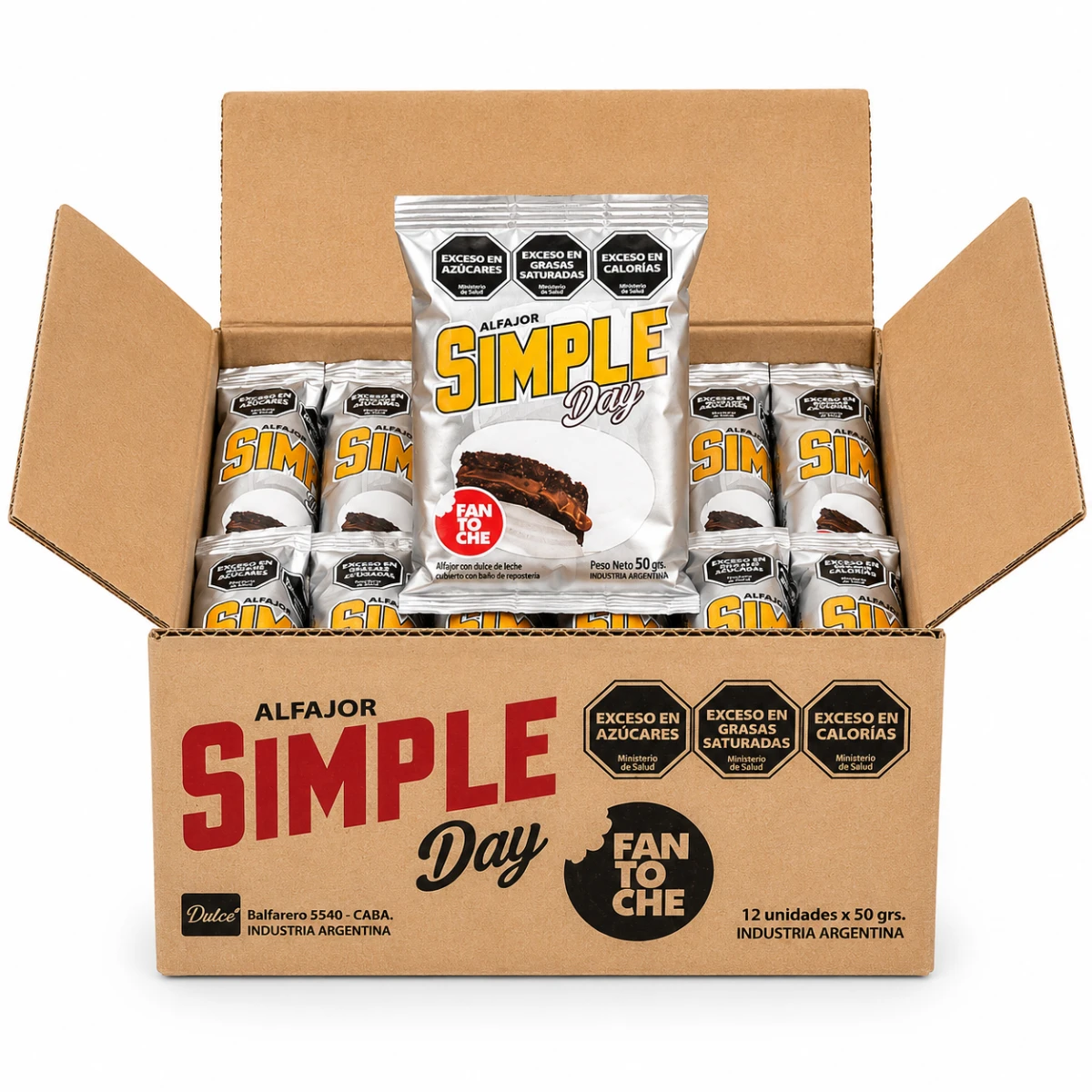 CAJA ALFAJOR SIMPLE DAY 12 X 50 GRS FANTOCHE