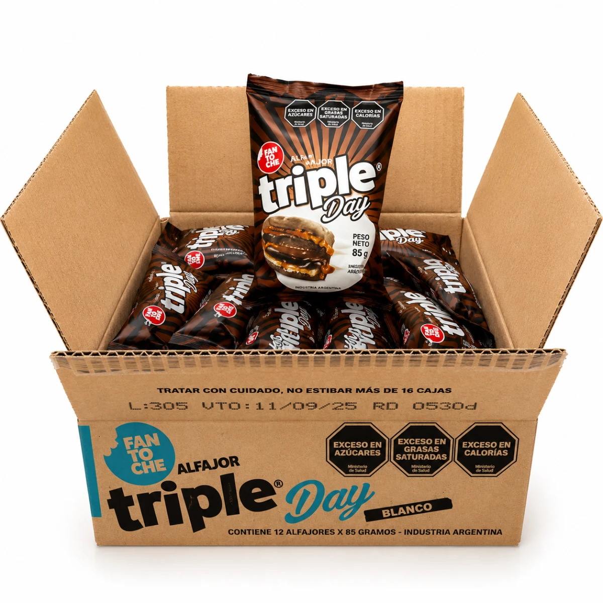 CAJA ALFAJOR TRIPLE DAY 12 X 85 GRS. FANTOCHE