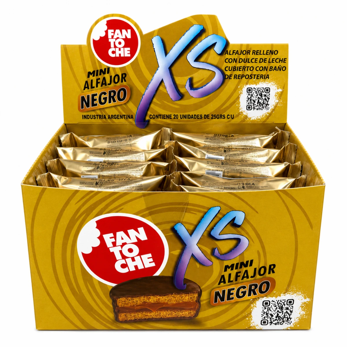 CAJA ALFAJORES XS NEGRO X 1 ESTUCHE X 20 U. FANTOCHE